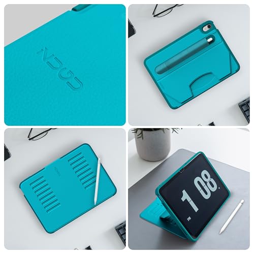 Image of ZUGU CASE Ultra Slim Protective Case Designed for iPad 11-inch (11th Gen, A16 2025) / iPad 10.9-inch (10th Gen, 2022) Wireless Pencil Charging, Convenient Magnetic Stand (Auto Sleep /Wake) - Aqua