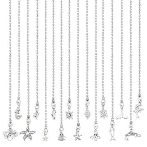 HOBBIESAY 16 stili di ventilatore da soffitto a forma di animale marino, catena di trazione 33,5 cm, catena decorativa per ventola, estensione per ventilatore da soffitto, ornamenti per lampada