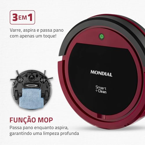 Robô Aspirador de Pó Fast Smart Clean, Mondial, Preto/Vermelho, 30W, Bivolt - RB-07