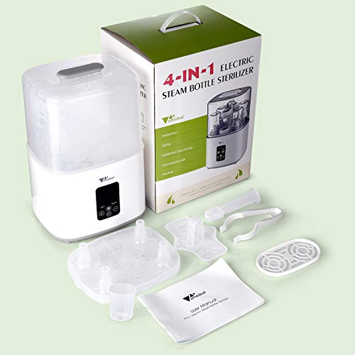 amzdeal 6-in-1 Baby Bottle Sterili-zer and Dryer, BPA Free Electric Steam Bottle Warmer with LCD Display, All-Round Sterili-zation and HEPA Filter, Auto Power-Off, for Drying & Warming & Heating