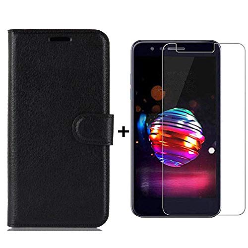 Venga amigos para LG K40 Funda con Cristal Templado,PU Cuero Carcasa+9H Protector Pantalla de LG K40