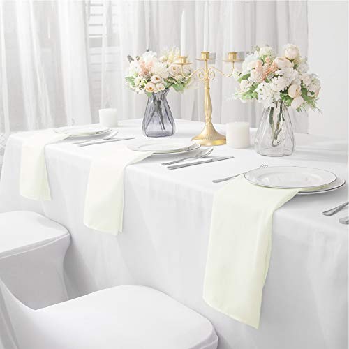 Ascoza 25Pcs Polyester Cloth Napkins - 17 X 17 Inch Ivory Dinner Washable Napkins With Hemmed Edges For Restaurant/Wedding/Hotel(25,Ivory) #TOP6
