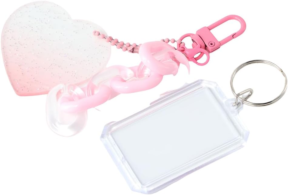 Vctitil 2PCS Photocard Holder Keyring Cute ID Holder,Transparent Keychain Picture Frame Cute Card Protector for Women Girl Backpack Decoration