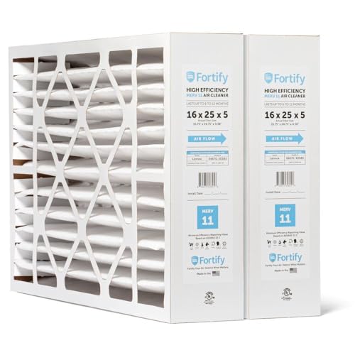 Image of Fortify 16x25x5 MERV 11 Replacement for Lennox X6670, HCF16-11 HVAC Furnace Filter. (2-Pack) Actual Size: 15.75 x 24.75 x 4.38
