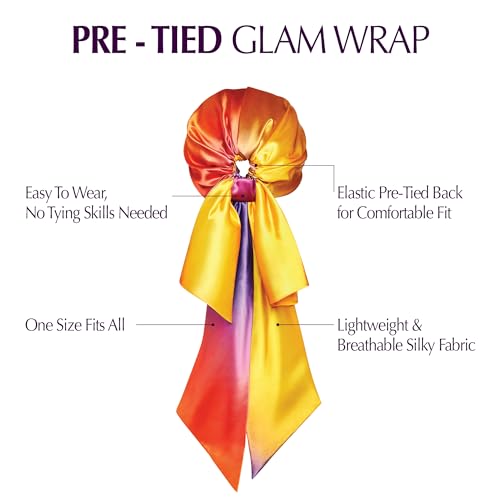 Red by Kiss Pre-Tied Hair Wrap for Women, Silk Satin Head Scarf Hair Wrapping Headband for Sleeping, Lightweight Soft Bandana3