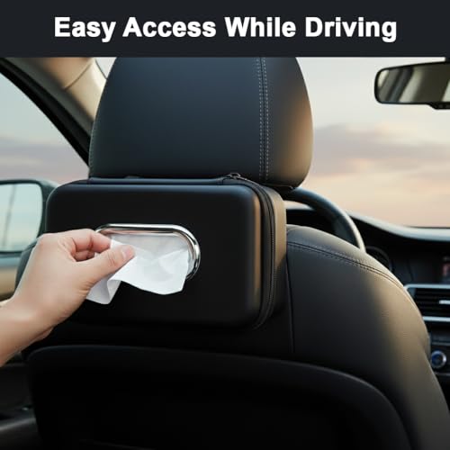 Image of STHIRA PU Car Tissue Holder with Elastic Strap for Sun Visor Storage Case