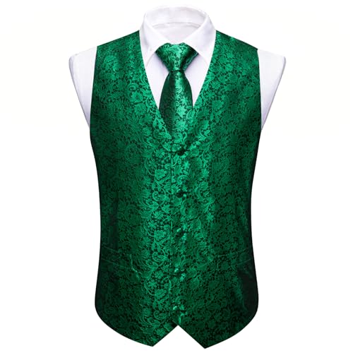 Image of Barry.Wang Men's Suit Vest Formal /Leisure Paisley Jacquard Silk Tie Pocket Square Waistcoat Set Wedding 5PCS