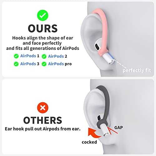 Image of Ear Hooks 2 Pairs for AirPods Pro 2 & 1, AirPods 4 & 3, Anti-Slip Comfortable Fit, Ergonomic Design, Accessories (Small, Pink)