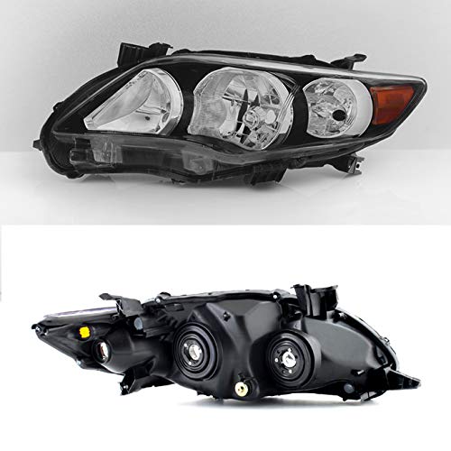 AKKON - For Black Bezel 2011-2013 Toyota Corolla Headlights Front Lamps Direct Replacement Left + Right Pair