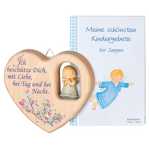 Décoration de chambre d'enfant en bois cœur ange gardien garçon