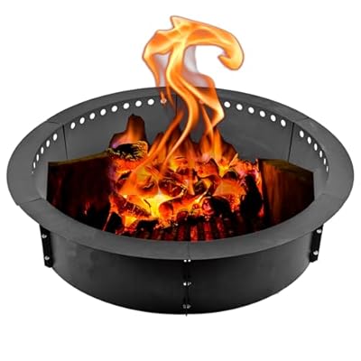 Gazzyt Fire Pit Liner, Heavy Duty Solid Steel, Rings Outside Wood Burning DIY Campfire Ring Above or In-Ground for Outdoor, Patio, Backyard Wit?Ring 36-Inch Outer/30-Inch Inner?
