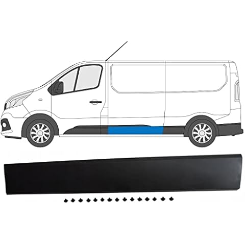 EasyParts Side door moulding panel strip - car door protector trim replacement with clips for Renault Trafic/Vauxhall Vivaro/Fiat Talento/for all design models from 2014 to 2021, Black grey Cover