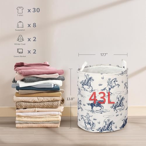 Image of 2Pcs Western Cowboy Cute Kids Laundry Basket Baby Nursery Hamper Western Room Decor Foldable Oxford Cloth Funny Tote Clothes Storage Bucket Organizer For Bedroom Teen Girls Boy (Cowboy)