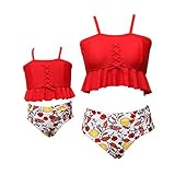 Madre e Hija Lindo Traje de Baño Dos Piezas,Ropa de Baño a Juego para la Familia Mamá Niña Bañadores de Mujer de Verano Playa