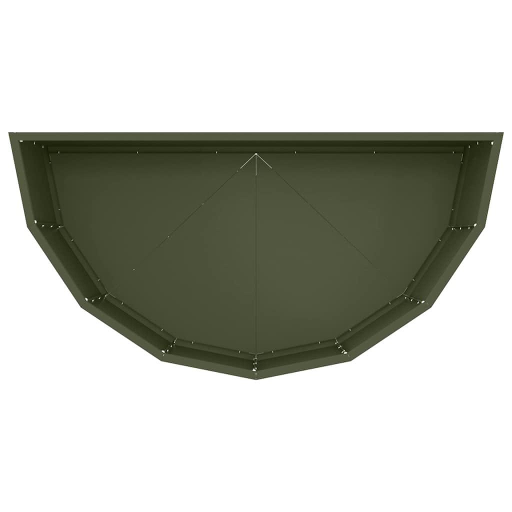 Donica Zielony oliwkowy 90x45x35 cm Stal półokrągła nowoczesna donica ogrodowa na taras patio balkon wytrzymała stalowa skrzynia na kwiaty łatwy montaż