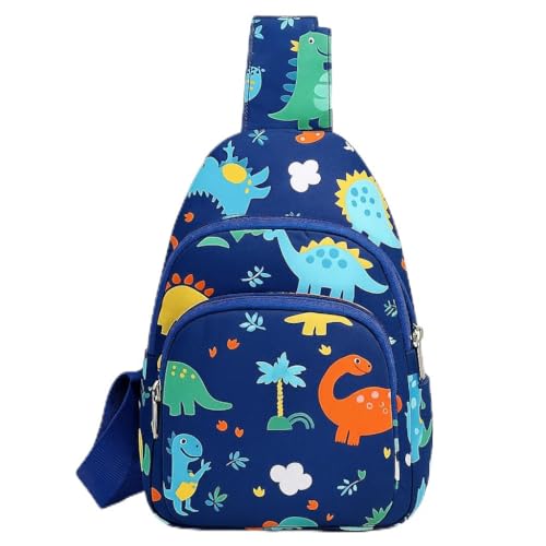 Mochila Infantil Tiracolo com Estampa Dinossauro - Mini para Viagem, Escola e Passeios, Nylon Leve e Ajustável, Estampa Cartoon Dino