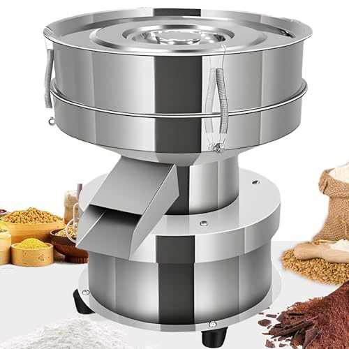 Tamis Vibrant électrique 50 W, Tamis à Farine électrique, Tamis à Farine Commercial en Acier Inoxydable, 2 Filets, 1 Couvercle, 1 350 TR/Min pour tamiser...