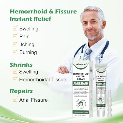 Image of Hemorrhoid & Fissure Ointment, Hemorrhoid Treatment and Hemorrhoid Cream with Lidocaine 4% and Phenylephrine HCI for Fast Relief of Pain, Swelling, Itching, Burning, Hemorrhoidal treatment, 2 Pack-A
