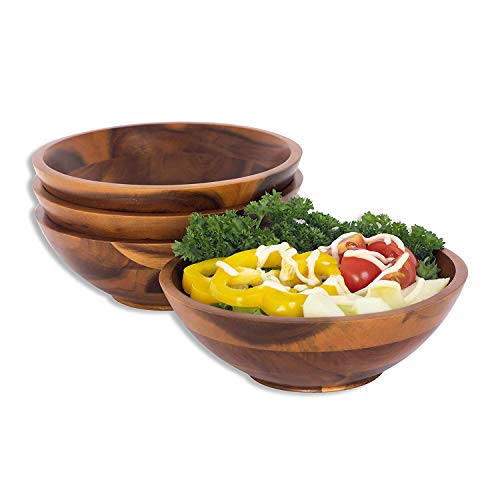 Wooden Bowl for Individual Meal - Pack of 4 Serving bowls for Salad