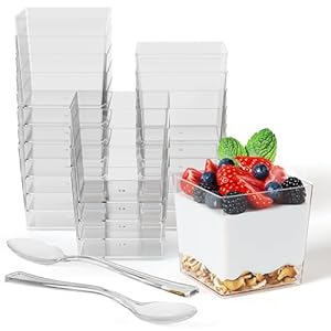 Exquisite Mini Dessert Cups With Spoons 2,000 Pcs I Serves 1,000 I Disposable Mini Plastic Mousse Cups With Spoons I 2 oz Small Dessert Cups with Spoons
