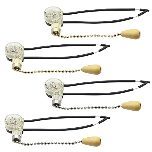 Lot de 4 interrupteurs à tirette universels pour lampes murales, lampes de table, lampadaires, lampes de chevet, ventilateurs de plafond, interrupteur vintage avec cordon de traction