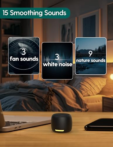 Babelio White Noise Sound Machine, Mini Portable Sound Machine for Adults Baby, Travel, Night Light, 15 Smoothing Sounds, Timer and Memory Function, Black - Image 4