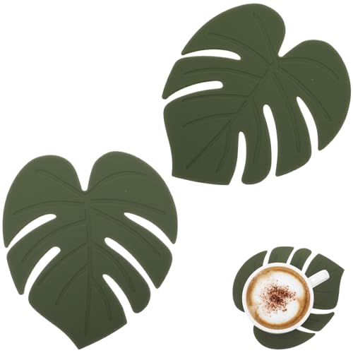 DOPENSPI 2 Pcs Silicone Monstera Coasters, 4.53x4.06 Inch