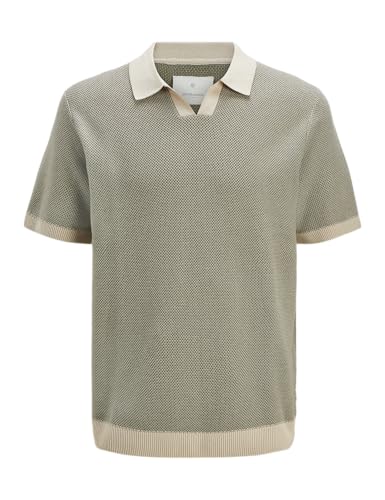 Photo de JACK & JONES Jprcceaston Knit Split Neck SS, Vétiver, S Hommes