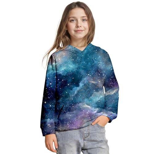Sweat à capuche imprimé galaxie manches longues pour enfant et ado 63/A