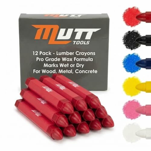 Mutt Tools ���b�h�}�[�L���O�N������ 12�p�b�N - ���ݗp�؍ރN������ - �؍H�A�R���N���[�g�A�����p�̃o���N���b�h - ���ݗp�N�������Z�b�g�ACrayones de Madera�B