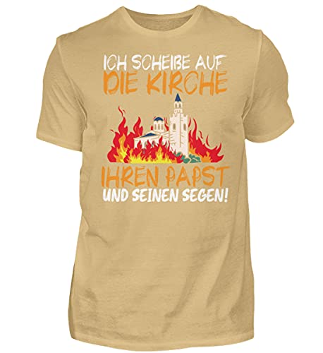 T-shirt homme allemand Ich scheiße auf die Kirche couleur sable taille XXL