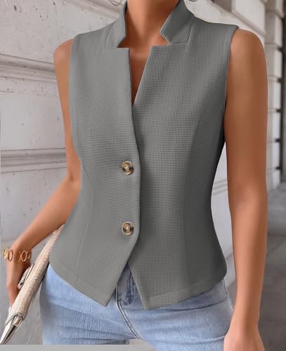 Image of Mina Self Women's 2026 Summer Lightweight Knit Vest Top - Breathable Stretchy Floral Trendy Casual Work Office Slim Waistcoat