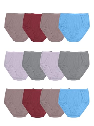 Fruit of the Loom Women's Beyondsoft Underwear, Super Soft Designed with Comfort in Mind, Available in Plus Size, Brief-Cotton Blend-12 Pack-Colors May Vary, 6