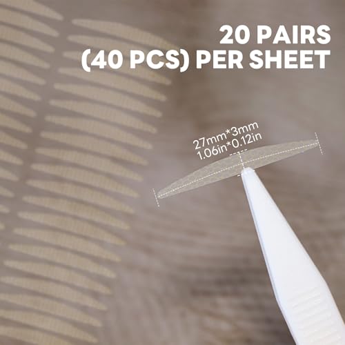 Eyelid Stickers 1200 Pcs Double Eyelid Tape Natural Self-Adhesive Lid Lifting Strips Invisible Long-Lasting Breathable Lid Sticker for Hooded Heavy Uneven Droopy or Mono-eyelids
