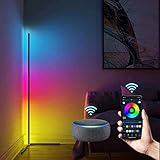 LED Lámpara de Pie Regulable, Sucastle 20W RGB Lámpara de Pie Moderna para Salon Dormitorio, Compatible con Alexa y Google Home, Nordica Minimalista Lámpara de pie Led Colores con Control Remoto,Negro