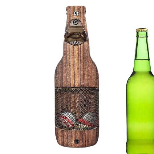 Décapsuleur mural rétro en bois avec attrape-capsules pour canettes de boisson - 8