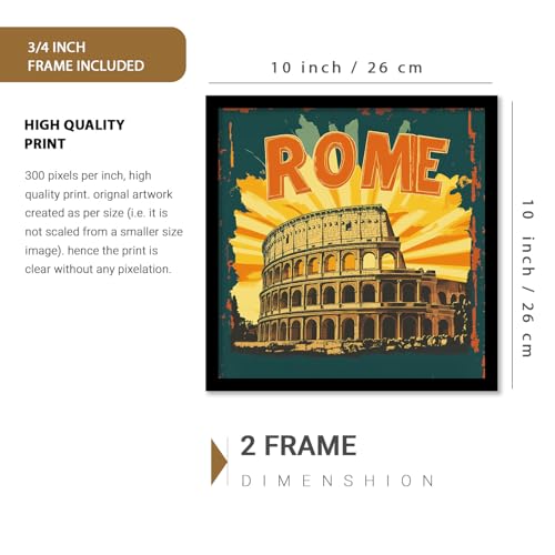 Image of kotart Retro Travel Theme Wall Poster with Frame for Room Office Living Room Hotel Home Decor - Modern Art City Vibes Wall Decor Photo Frames - Framed Posters / Paintings Set of 8 (Art 5, Small(10x13 or 10x10 inch), Framed)