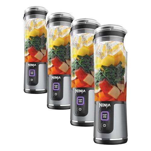Image of Ninja BC151BK Blast Portable Blender, Cordless, 18oz. Vessel, Personal Blender-for Shakes & Smoothies, BPA Free, Leakproof-Lid & Sip Spout, USB-C Rechargeable, Dishwasher Safe Parts, Black (Pack of 4)