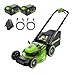 Greenworks 48V (2x24V) Selbstfahrender Akku Rasenmäher bis zu 480m², 46cm Schnittbreite, 55L Sack Rasenmäher Elektro Plus Zwei 4Ah-Akkus und Doppelladegerät,3 Jahre Garantie-MO48L424-01