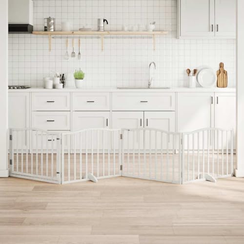 Vidaxl Cancello Cani Porta Pieghevole Bianco 4 Pannelli 320 Cm Pioppo, Cancello Per Animali Domestici, Cancello Per Cani, Cancello Per Cuccioli Per Scale - 2