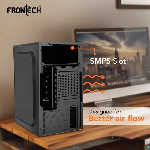 Image of Frontech Glory Compact Mid-Tower Computer Case | Silver Range | 2 x Front USB & Front Audio- Black (FT-4377)