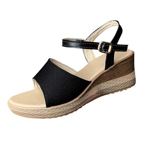 Sandales romaines à bout rond pour femme avec semelle épaisse confortable