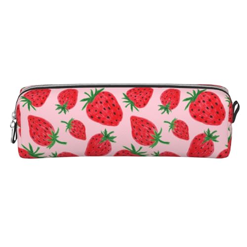 BEIQIEMWONG Cute Red Strawberry Aesthetic Cosmetic Bag Multipurpose Pencil Case Zipper Pouch Portable Makeup Organizer For Travel Daily Use