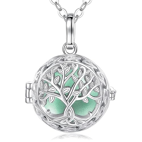 EUDORA Harmony Ball Llamador de Angeles Embarazada Collares de Mujer Embarazo, Arbol de la Vida Colgante Joyería de Mujer Primer Embarazo Mamá Regalos Originales para Madre Abuela Mujer, 76cm + 114cm