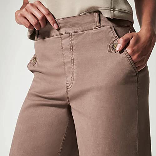 Stretch Twill Cropped Wide Leg Pant, High Waist Casual Wide Leg Pants Tummy Control with Pockets for Women4