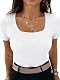 Weißes T-Shirt für Damen von Eniloyal Slim Fit mit eckigem Ausschnitt