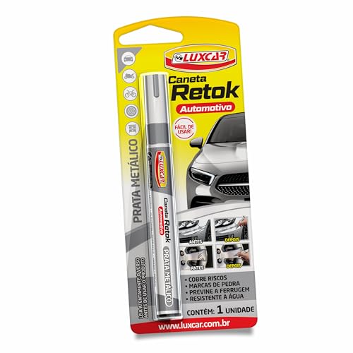 Luxcar - Caneta Retok Automotivo Tira Riscos - Cor Prata Metálico