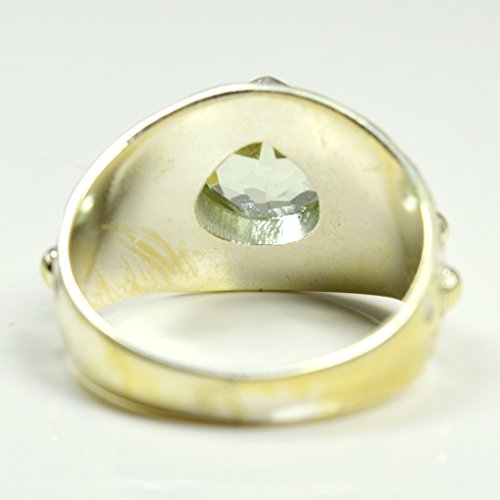 Bague améthyste verte naturelle argent sterling solitaire - 6