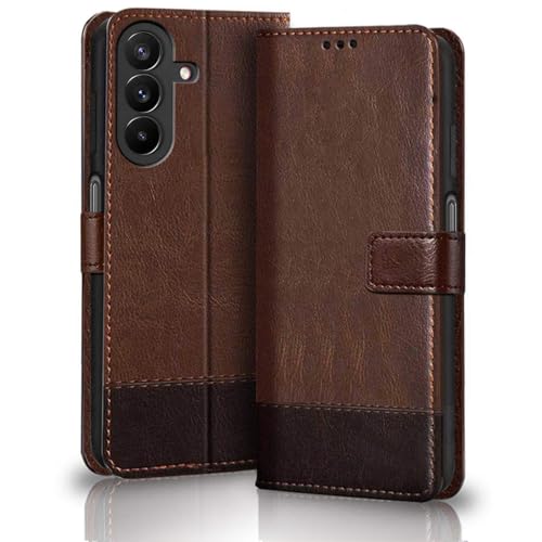 Image of TheGiftKart Flip Back Cover Case for Samsung Galaxy M47 5G | Dual-Color Leather Finish | Inbuilt Stand & Pockets | Wallet Style Flip Back Case Cover for Samsung M47 5G (Faux Leather, Brown & Coffee)