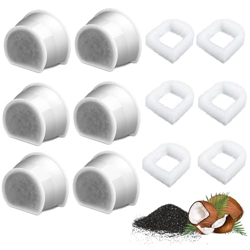 6 Filtres à Charbon Actif pour Fontaine à Eau pour Chats et Chiens, Filtration Avancée 3 Couches Compatible avec Fontaines P-et-Sa-fe Drinkwell Préfiltres en Mousse pour Propreté et Santé Optimale